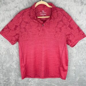 Tommy Bahama Golf Polo IslandZone Large Red Floral Print Hawaiian Tropical UPF